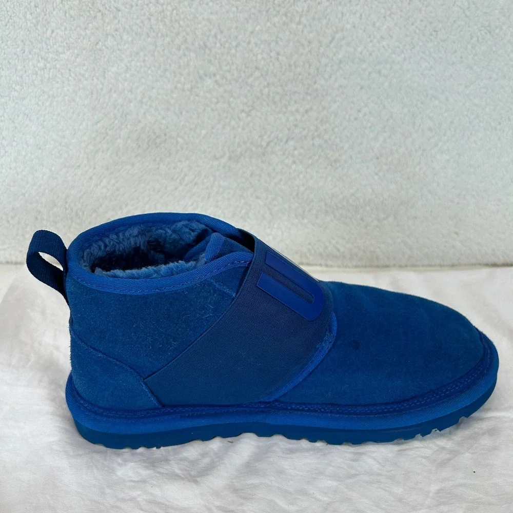 UGG Neumel Blue Suede‎ Shearling Elastic Strap Boots Mens 7